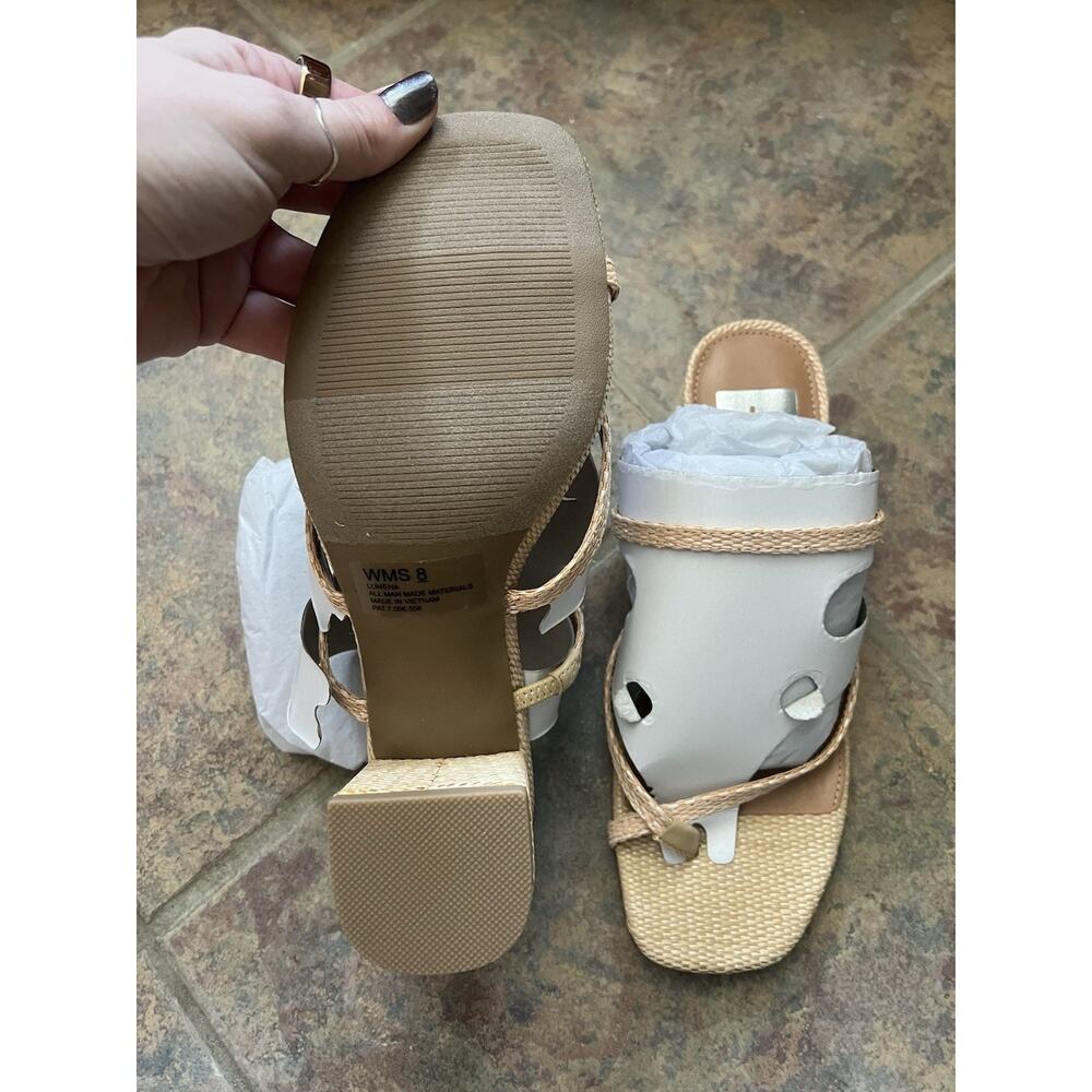 NEW dv dolce vita | lumena strappy slide block-heel sandals | size 8 | raffia - Picture 5 of 8